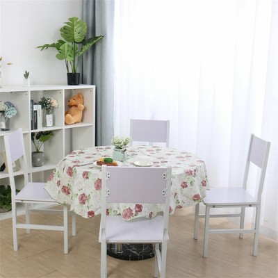 60" Dia Round Vinyl Water Oil Resistant Printed Tablecloths Dark Peony - PiccoCasa