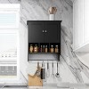 GlasFlength 27.5" Bathroom Storage Cabinets Wall Storage Cabinet Adjustable Shelf Towel Bar Wall Cabinet Elegant for Bathroom, Black - 4 of 4