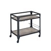 NicBex Mobile Kitchen Island Cart Metal Frame Kitchen Carts on Wheels with Storage, 2-Tier Shelves and Bottles Rack for Kitchen, Black - 3 of 4