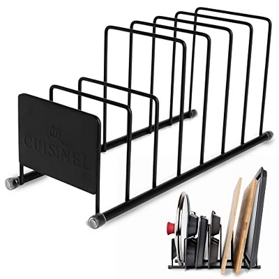 Cuisinel Lid and Dish Organizer Rack - Matte Black Kitchen Storage and Organization Stand