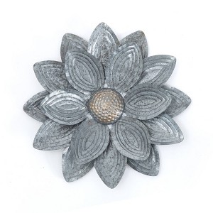 Brewster Shasta Silver Floral Metal Wall Art: Upcycled Iron Decor, Hammered Petal Design, Gold Accents - 1 of 4