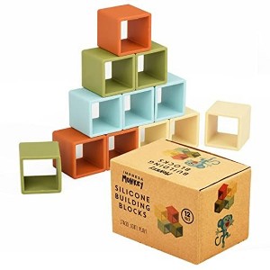 Impresa [12 Pack] 2" XL Silicone Building Blocks for Kids - Flexible & Soft Building Blocks - Soft Baby Blocks for Teething - 1 of 4