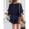 Imily Bela Women's V-neck Casual Romper Skirt, High-waist Drawstring Ruffle Layered Summer Jumpsuit - 3 of 4