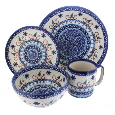 Blue Rose Polish Pottery Noel Nights 16 Piece Dinner Set