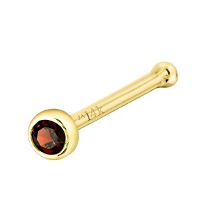 Jewelry Avalanche 22G 14K Gold Bezel-set Garnet Ball-end Nose Stud - 1 of 3