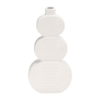 Sagebrook Home Stacked Circle Ceramic Vase - Contemporary Creative Abstract Vase for Home or Office Decorative