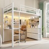 Twin Size Loft Bed with Desk, 4 Large Fabric Drawers and Open Shelves, Heavy Duty Metal Loft Bed with LED Lights, Power Outlets, No Box Spring Needed - 2 of 4