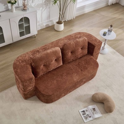 Hrinhom 78.7"W Folding Loveseat Lounge Floor Sofa,Sofa Bed with 2 Pillows