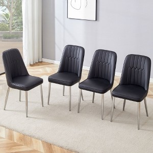 Sapphtopaz Modern Dining Chairs PU Upholstered Living Room Chairs with Metal Legs Mid-Back Chair for Kitchen, Dining Room - 1 of 4
