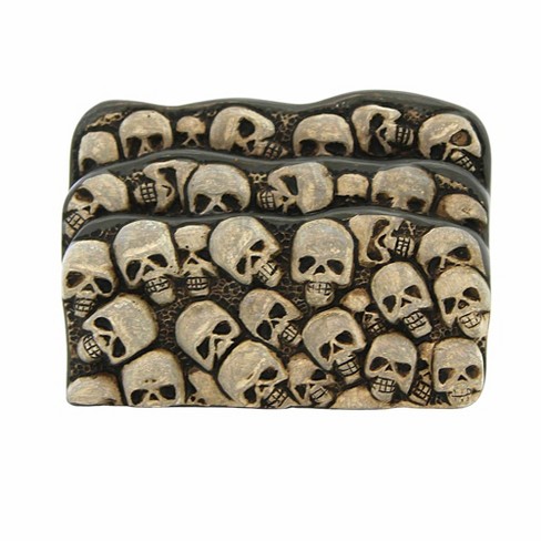 Department 56 Villages Scary Skeletons Steps - One Halloween Accessory .75  Inches - Three Steps Skulls Landing - 6011477 - Resin - Gray