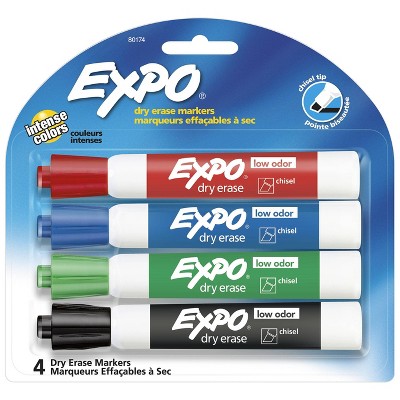 EXPO Dry Erase Markers, Chisel Tip, 4ct - Core Colors