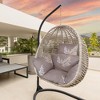 NewHome "Egg Chair Cushion with Headrest – Soft, Thick Hanging Basket Seat Pad for Swing Chair Comfort"  Coffee with Beige Leaf - 4 of 4