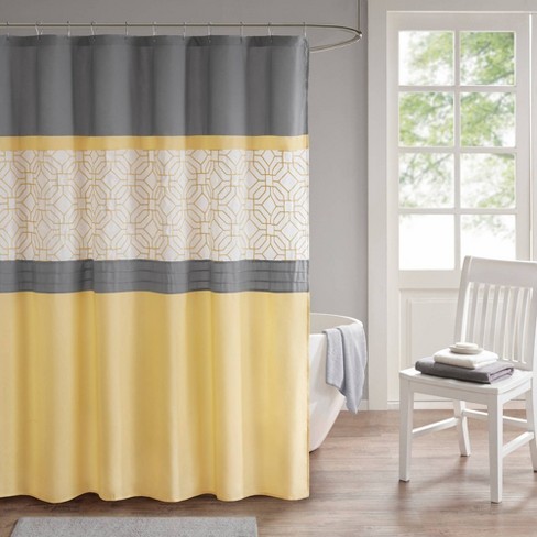 yellow and gray shower curtains