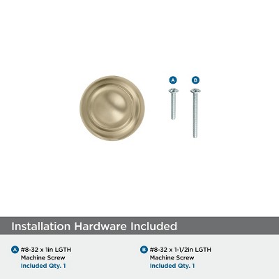 Golden Champagne Round Cabinet Knob with Mounting Hardware