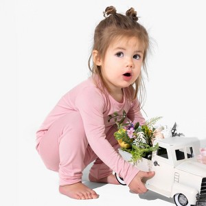Bellabu Bear Baby Dusty Rose Bamboo Kids Pajamas - 1 of 4