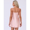 INSPIRE CHIC Women's Satin Nightgown Lace Trim Sleep Dress Silky See Through Chemise V Neck Lingere - 4 of 4