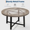 Round dining table, modern industrial-style kitchen table, sturdy metal base - 4 of 4