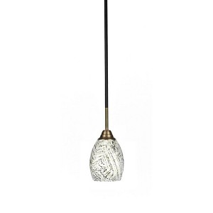 Toltec Lighting Paramount 1 - Light Pendant in  Matte Black/Brass with 5" Natural Fusion Shade - 1 of 1