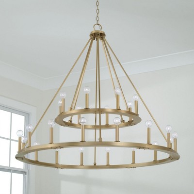 Pearson Aged Brass 24-Light Two-Tier Chandelier