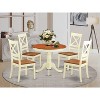 5-Piece Round Buttermilk and Cherry Finish Solid Wood Top Dining table with 4 Chairs with - 2 of 4