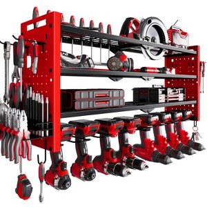 WOWLIVE Power Tools Organizer Wall Mount, Cordless Drill Organizer, 4 Layers Tool Rack for Garage, 8 Drill Holders - 1 of 4