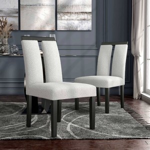 miBasics Set of 2 Northstar Contemporary Boucle Upholstered Dining Chairs White/Black: Padded Seat, Wood Frame - 1 of 4