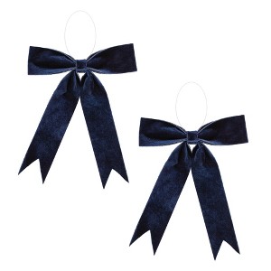 Navy Blue Holiday Bow (Set of 2) - 1 of 3
