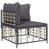 VidaXL Patio Corner Sofa with Dark Gray Cushions Poly Rattan - 2 of 4