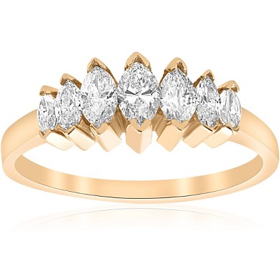 Pompeii3 14k Yellow Gold 3/4ct Marquise Diamond Wedding Anniversary Ring Womens Band