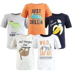 Hudson Baby Infant and Toddler Boy Short Sleeve T-Shirts, Cool Safari - 1 of 4