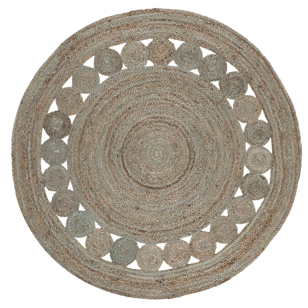 4' Round Solid Woven Area Rug Gray - Safavieh