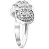 Pompeii3 3/4ct 3-Stone Pave Cushion Halo Diamond Engagement Ring Vintage 10k White Gold - 3 of 4