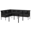 vidaXL Black Poly Rattan Patio Dining Set - Outdoor Conversation Furniture with Cushions, Powder-Coated Steel Frame - 3 of 4