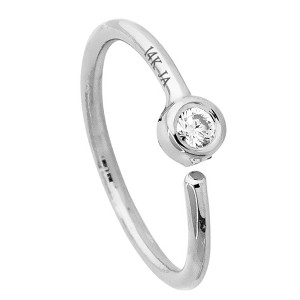 Jewelry Avalanche 20G 14K Gold Moissanite Nose Hoop Ring, Bezel Set, 8mm Twist-open - 1 of 4