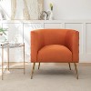 SEYNAR Mid-Century Modern Velvet Accent Chair, Gold Finish Barrel Chair for Living Room - 2 of 4