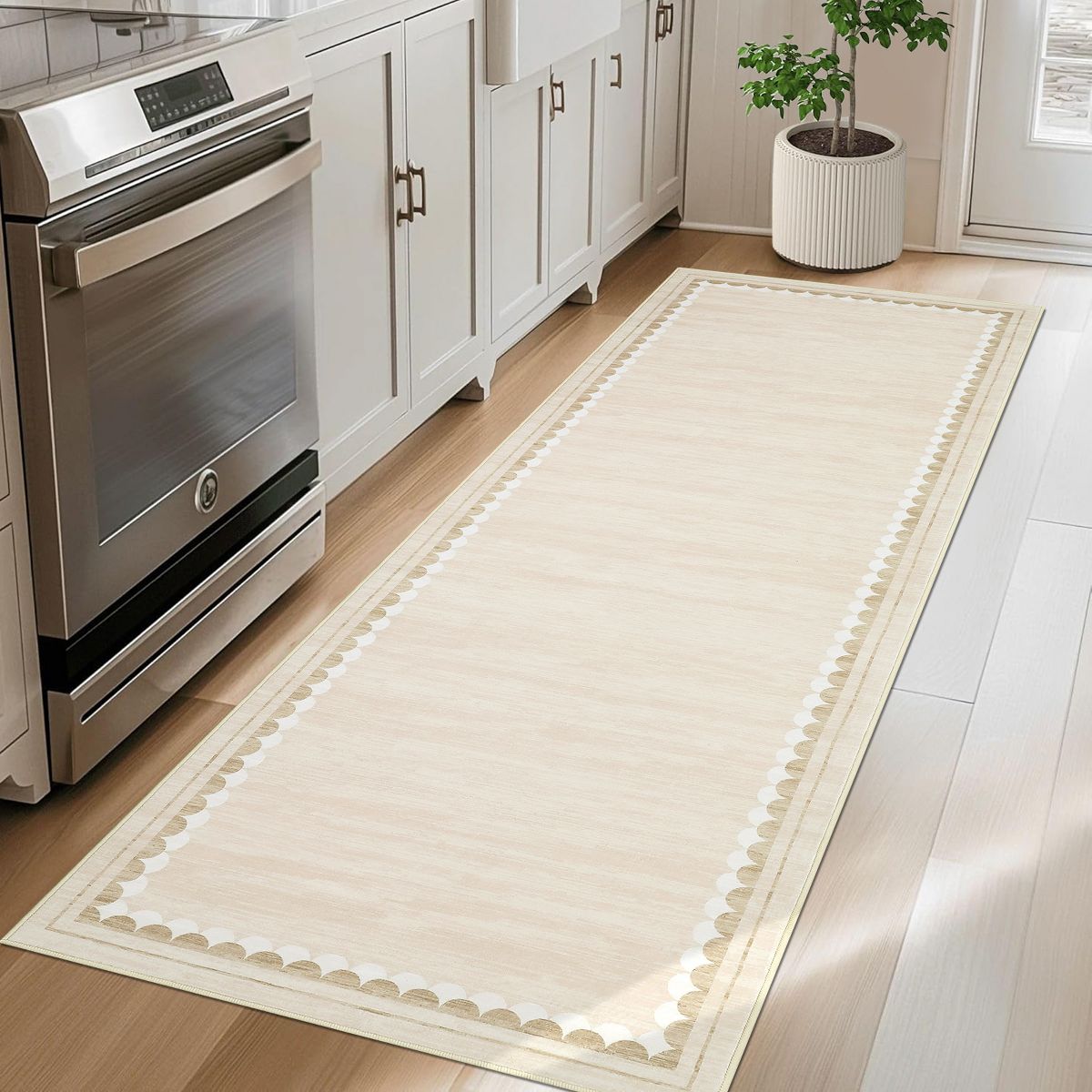 Garvee Washable Rugs for Living Room Bedroom Modern Solid Area Rug Low Pile Non Slip Bordered Print Rug - thumbnail 3