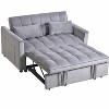 MAYEERTY Convertible Modern Pull Out Couch Sleeper Loveseat Velvet Bed Adjustable Backrest with Pillows Pockets for Living Room Gray - 4 of 4