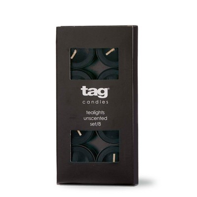 TAG Color Studio Tealight Candles Set Of 8 Black Smokeless Paraffin Wax, Burn Time 3 Hrs