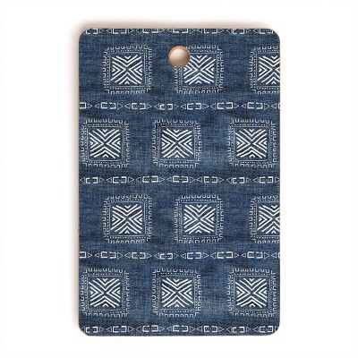 Schatzi Brown Mudcloth 3 Denim Rectangle Cutting Board - Deny Designs