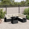 vidaXL 7 Piece Patio Sofa Set with Cushions Black and Cream Poly Rattan - Without Storage - 2 of 4