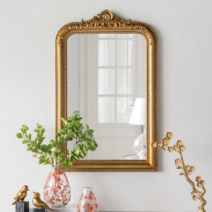 23.5" x 37.5" Decorative Arched Wall Mirror, Ornate Crest, Rococo Inspired Design-- Frevyn - 1 of 4
