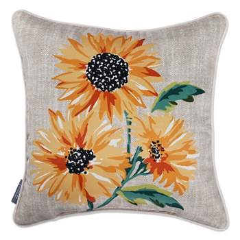 18"x18" Grateful Sunflowers Square Throw Pillow Yellow - Pillow Perfect