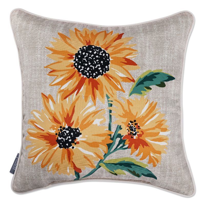 18&#34;x18&#34; Grateful Sunflowers Square Throw Pillow Yellow - Pillow Perfect, 1 of 5