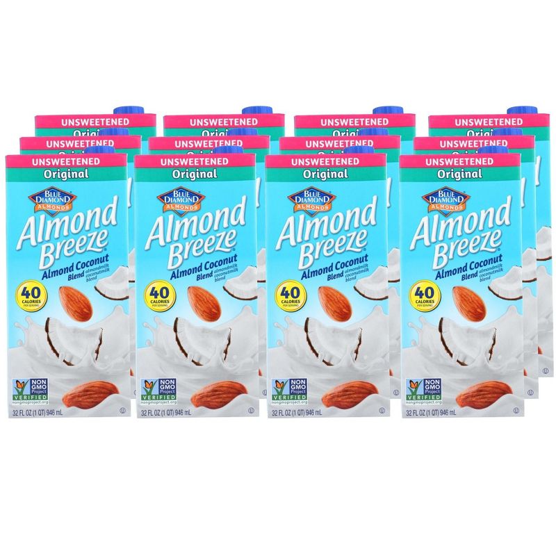 Almond Breeze Unsweetened Almond Coconut Milk Blend - Case of 12/32 oz, 1 of 8