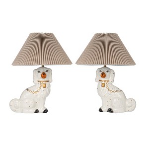 Storied Home (Set of 2) Hand-Painted Ceramic Vintage Reproduction Staffordshire Table Lamps: Dog Base, UL Listed - 1 of 4