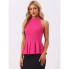 Allegra K Women's Sleeveless Summer Beach Pleated Halter Neck Peplum Shirts - 2 of 4