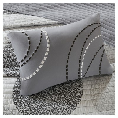 California King Gray Microfiber Reversible Quilt Set with Cotton Sheets