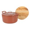 Bloomhouse 7 Qt Cast Iron Dutch Oven W/ Embossed Lid, European Enamel, & Olive Wood Trivet - 3 of 4