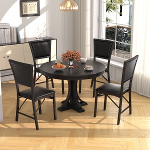 VECELO Foldable Dining Chairs Set of 2/4/6, No Assembly Heavy-Duty Metal Frame, Kitchen and Living Room Chairs, Black/Brown - 1 of 4