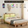 EcoSummer Rattan Bed Frame Full, with Natural Headboard & RGB LED Lights, Wooden Support Legs and Slats, No Box Spring Needed, Noise-Free, Oak Finish - 4 of 4